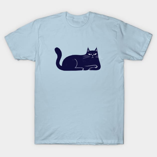 Moody blue cat not happy mood - facing right T-Shirt by iulistration